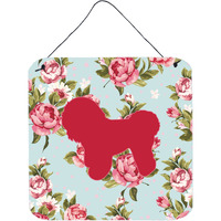 "Caroline's Treasures Bichon Frise Shabby Chic Blue Roses Wall or Door Hanging Prints, 6 x 6"", Multicolor"