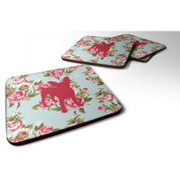 "Caroline's Treasures BB1108-RS-BU-FC Chihuahua Shabby Chic Blue Roses Foam Coasters (Set of 4), 3.5"" H x 3.5"" W, Multicolor"