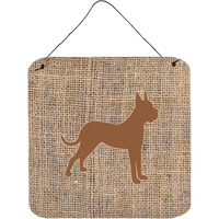 "Caroline's Treasures Boxer Burlap and Brown Aluminum Metal Wall or Door Hanging Prints, 6 x 6"", Multicolor"