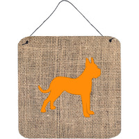 "Caroline's Treasures Boxer Burlap and Orange Aluminum Metal Wall or Door Hanging Prints, 6 x 6"", Multicolor"