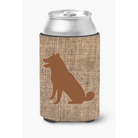 Shiba Inu Burlap and Brown Can or Bottle Beverage Insulator Hugger