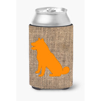 Shiba Inu Burlap and Orange Can or Bottle Beverage Insulator Hugger BB1113