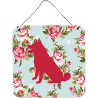 "Caroline's Treasures BB1113-RS-BU-DS66 Shiba Inu Shabby Chic Blue Roses Wall or Door Hanging Prints, 6 x 6"", Multicolor"