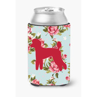 Poodle Shabby Chic Blue Roses Can or Bottle Beverage Insulator Hugger BB1114