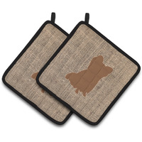 "Caroline's Treasures Chihuahua Faux Burlap & Brown Pair of Pot Holders BB1115-BL-BN-PTHD, 7.5HX7.5W, Multicolor"