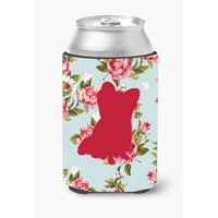 Chihuahua Shabby Chic Blue Roses Can or Bottle Beverage Insulator Hugger BB1115
