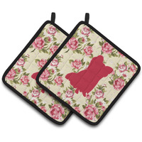 "Caroline's Treasures Chihuahua Shabby Chic Yellow Roses Pair of Pot Holders BB1115-RS-YW-PTHD, 7.5HX7.5W, Multicolor"