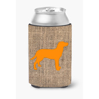 Labrador Burlap and Orange Can or Bottle Beverage Insulator Hugger BB1116