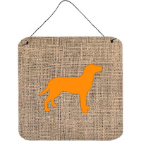 "Caroline's Treasures BB1116-BL-OR-DS66 Labrador Burlap and Orange Aluminum Metal Wall or Door Hanging Prints, 6 x 6"", Multicolor"