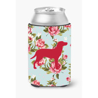 Labrador Shabby Chic Blue Roses Can or Bottle Beverage Insulator Hugger BB1116