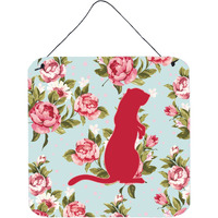 "Caroline's Treasures Meerkat Shabby Chic Blue Roses Wall or Door Hanging Prints, 6 x 6"", Multicolor"