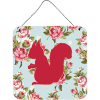 "Caroline's Treasures Squirrel Shabby Chic Blue Roses Wall or Door Hanging Prints, 6 x 6"", Multicolor"