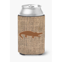 Alligator Burlap and Brown Can or Bottle Beverage Insulator Hugger