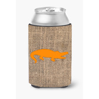 Alligator Burlap and Orange Can or Bottle Beverage Insulator Hugger