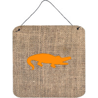 "Caroline's Treasures Alligator Burlap and Orange Aluminum Metal Wall or Door Hanging Prints, 6 x 6"", Multicolor"