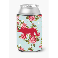 Wolf Shabby Chic Blue Roses Can or Bottle Beverage Insulator Hugger BB1123