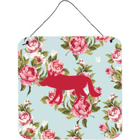 "Caroline's Treasures Wolf Shabby Chic Blue Roses Aluminum Metal Wall or Door Hanging Prints, 6 x 6"", Multicolor"