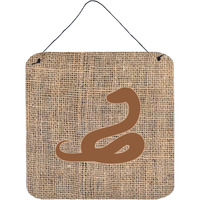 "Caroline's Treasures Snake Burlap and Brown Aluminum Metal Wall or Door Hanging Prints, 6 x 6"", Multicolor"