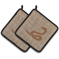 "Caroline's Treasures Snake Faux Burlap & Brown Pair of Pot Holders BB1124-BL-BN-PTHD, 7.5HX7.5W, Multicolor"
