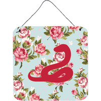 "Caroline's Treasures Snake Shabby Chic Blue Roses Aluminum Metal Wall or Door Hanging Prints, 6 x 6"", Multicolor"