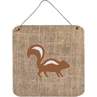 "Caroline's Treasures Skunk Burlap and Brown Aluminum Metal Wall or Door Hanging Prints, 6 x 6"", Multicolor"