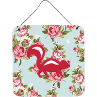 "Caroline's Treasures Skunk Shabby Chic Blue Roses Aluminum Metal Wall or Door Hanging Prints, 6 x 6"", Multicolor"