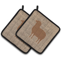 "Caroline's Treasures Sheep Faux Burlap & Brown Pair of Pot Holders BB1126-BL-BN-PTHD, 7.5HX7.5W, Multicolor"