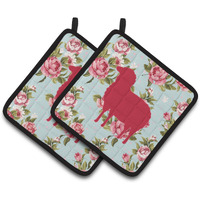 "Caroline's Treasures Sheep Shabby Chic Blue Roses Pair of Pot Holders BB1126-RS-BU-PTHD, 7.5HX7.5W, Multicolor"