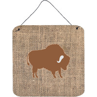 "Caroline's Treasures Buffalo Burlap and Brown Aluminum Metal Wall or Door Hanging Prints, 6 x 6"", Multicolor"