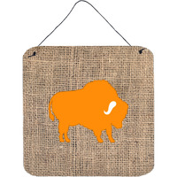 "Caroline's Treasures Buffalo Burlap and Orange Aluminum Metal Wall or Door Hanging Prints, 6 x 6"", Multicolor"