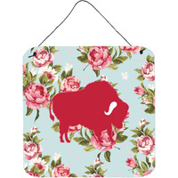 "Caroline's Treasures Buffalo Shabby Chic Blue Roses Wall or Door Hanging Prints, 6 x 6"", Multicolor"