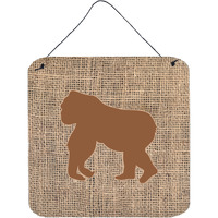 "Caroline's Treasures Gorilla Burlap and Brown Aluminum Metal Wall or Door Hanging Prints, 6 x 6"", Multicolor"