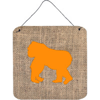 "Caroline's Treasures Gorilla Burlap and Orange Aluminum Metal Wall or Door Hanging Prints, 6 x 6"", Multicolor"
