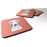 "Caroline's Treasures BB1131FC Red Checkered Dalmatian Foam Coaster (Set of 4), 3.5"" H x 3.5"" W, Multicolor"