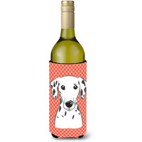 Red Checkered Dalmatian Wine Bottle Beverage Insulator Hugger BB1131LITERK