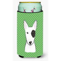 Green Checkered Bull Terrier Tall Boy Beverage Insulator Hugger BB1132TBC