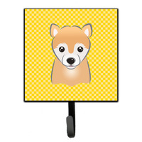 "Caroline's Treasures BB1133SH4 Yellow Checkered Shiba Inu Leash or Key Holder, Small, Multicolor"