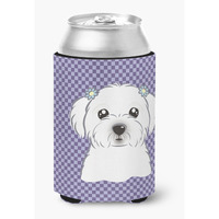Purple Checkered Maltese Can or Bottle Hugger BB1134CC