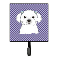 "Caroline's Treasures BB1134SH4 Purple Checkered Maltese Leash or Key Holder, Small, Multicolor"