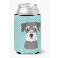 Blue Checkered Schnauzer Can or Bottle Hugger BB1136CC