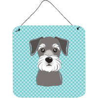 "Caroline's Treasures Blue Checkered Schnauzer Aluminum Metal Wall or Door Hanging Prints, 6 x 6"""