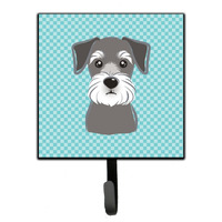 "Caroline's Treasures BB1136SH4 Blue Checkered Schnauzer Leash or Key Holder, Small, Multicolor"