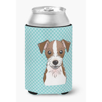 Checkerboard Blue Jack Russell Terrier Can or Bottle Hugger BB1140CC
