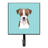 "Caroline's Treasures BB1140SH4 Checkerboard Blue Jack Russell Terrier Leash or Key Holder, Small, Multicolor"