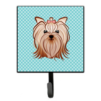 "Caroline's Treasures BB1142SH4 Checkerboard Blue Yorkie Yorkshire Terrier Leash or Key Holder, Small, Multicolor"