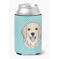 Checkerboard Blue Golden Retriever Can or Bottle Hugger BB1143CC