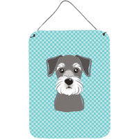 "Caroline's Treasures Checkerboard Blue Schnauzer Wall or Door Hanging Prints, 16"" x 12"""
