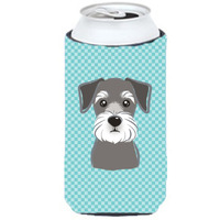 Checkerboard Blue Schnauzer Tall Boy Beverage Insulator Hugger BB1144TBC