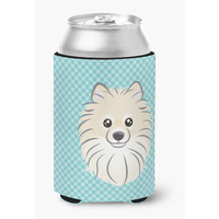 Checkerboard Blue Pomeranian Can or Bottle Hugger BB1145CC