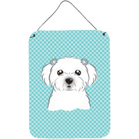 "Caroline's Treasures Checkerboard Blue Maltese Wall or Door Hanging Prints, 16"" x 12"""